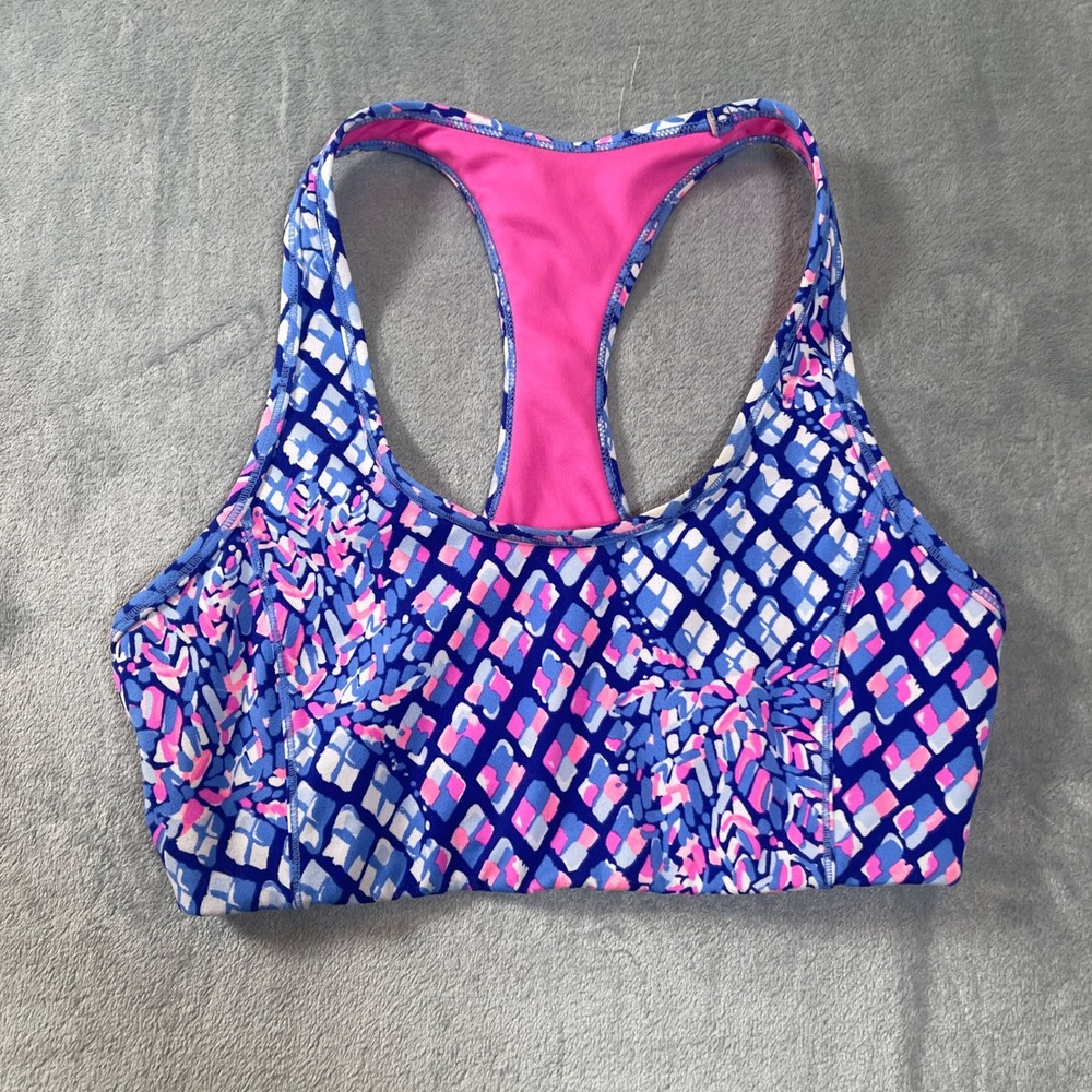 Lilly Pulitzer Luxletic Womens Size Small Racerback Sports Bra Blue Pink